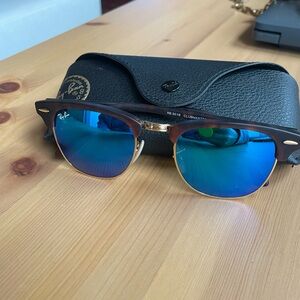 Like New Ray-Ban Clubmaster Sunglasses with Blue Flash Lenses